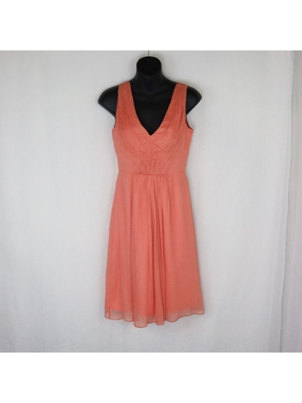 J.CREW 100% Silk Dress | Lined Peach V-Neck Dress